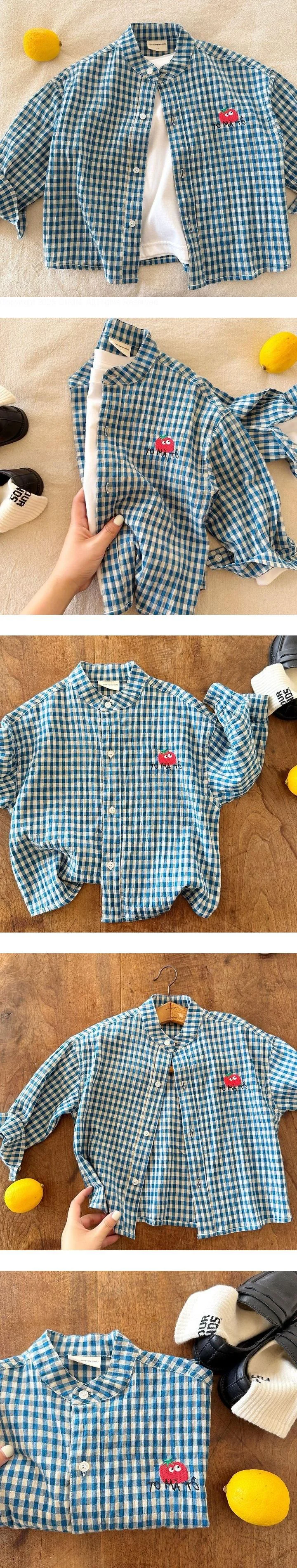 Tomato Embroidery Check Shirt by Ante J for Child - view 1