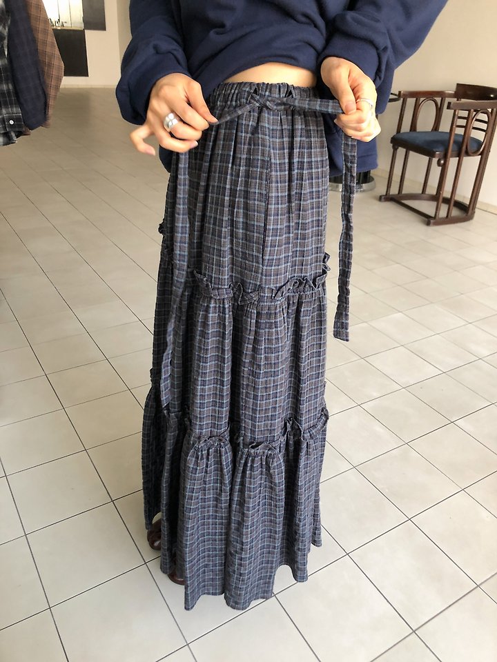Check Shirring Maxi Skirt by Baguette for Women - view 10