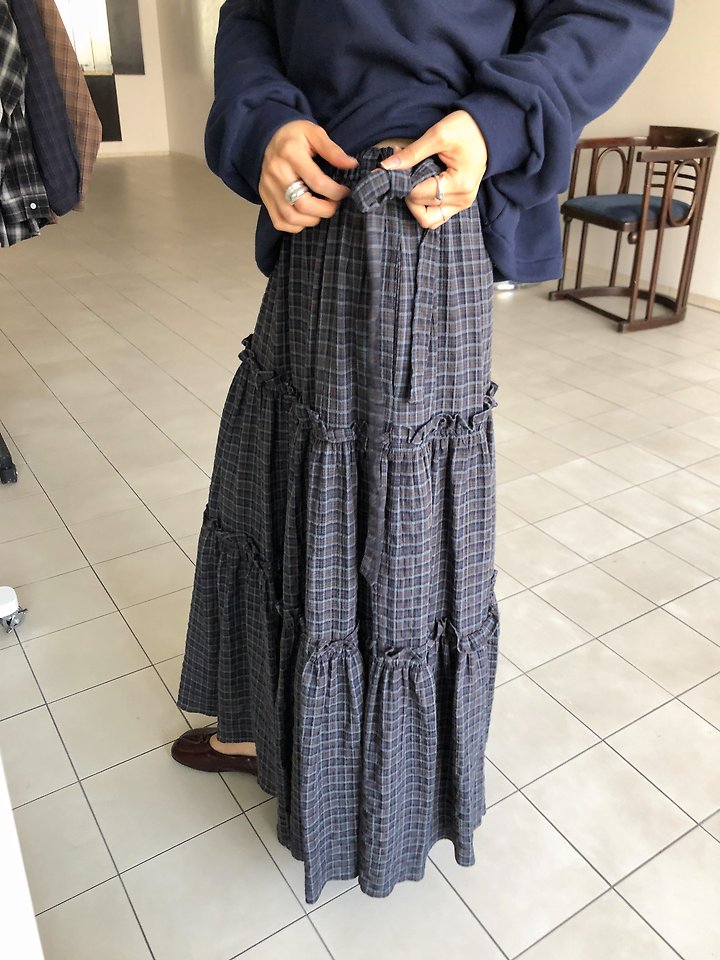 Check Shirring Maxi Skirt by Baguette for Women - view 11