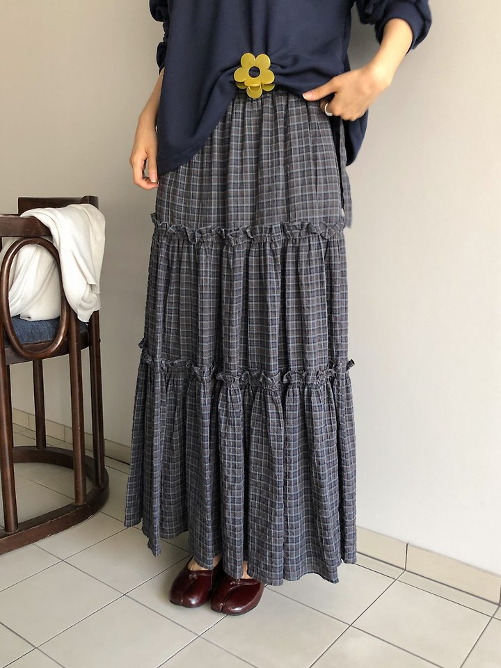 Check Shirring Maxi Skirt by Baguette for Women - view 12