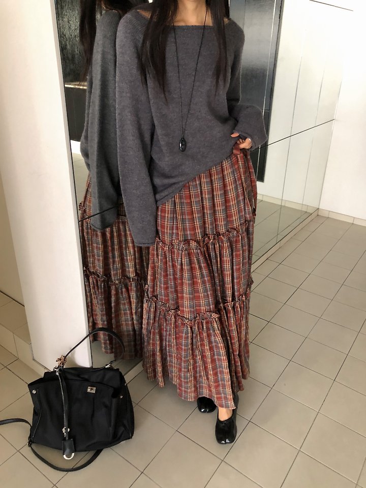 Check Shirring Maxi Skirt by Baguette for Women - view 2