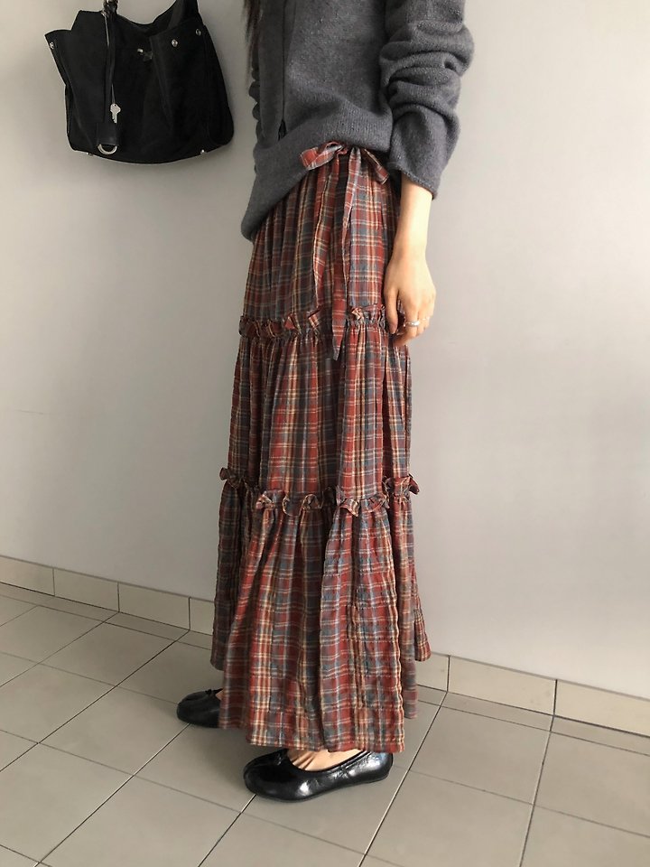 Check Shirring Maxi Skirt by Baguette for Women - view 6