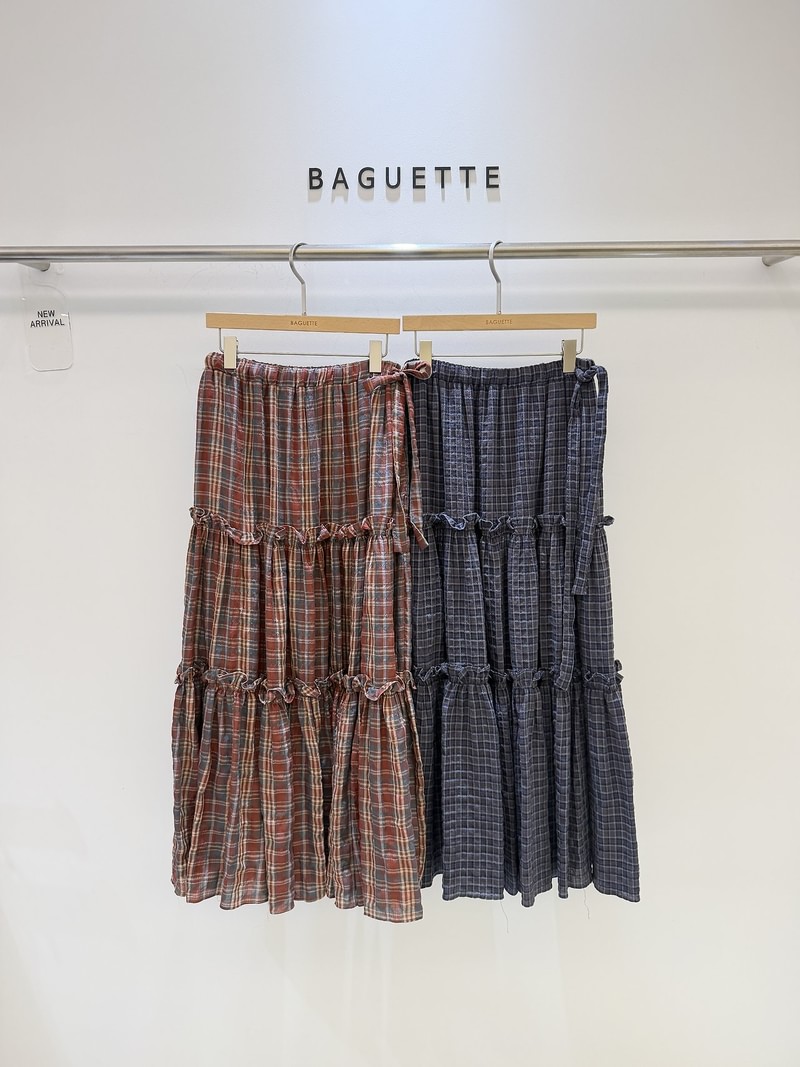 Check Shirring Maxi Skirt by Baguette for Women - view 1