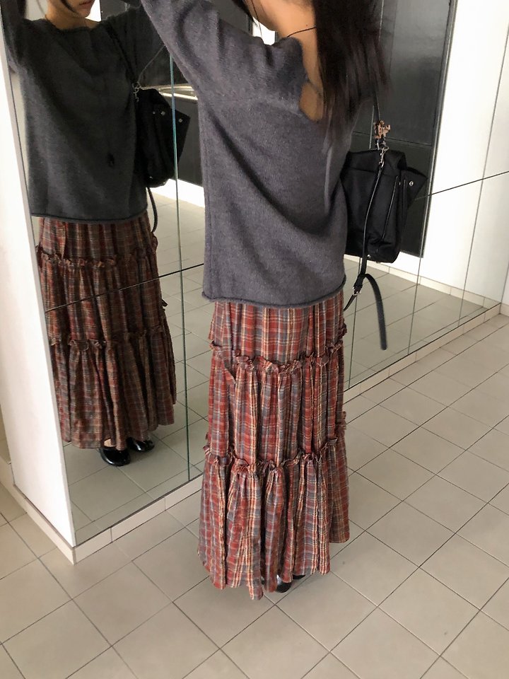 Check Shirring Maxi Skirt by Baguette for Women - view 3