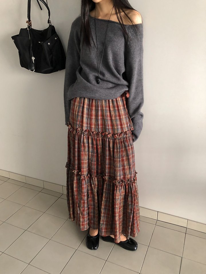 Check Shirring Maxi Skirt by Baguette for Women - view 7