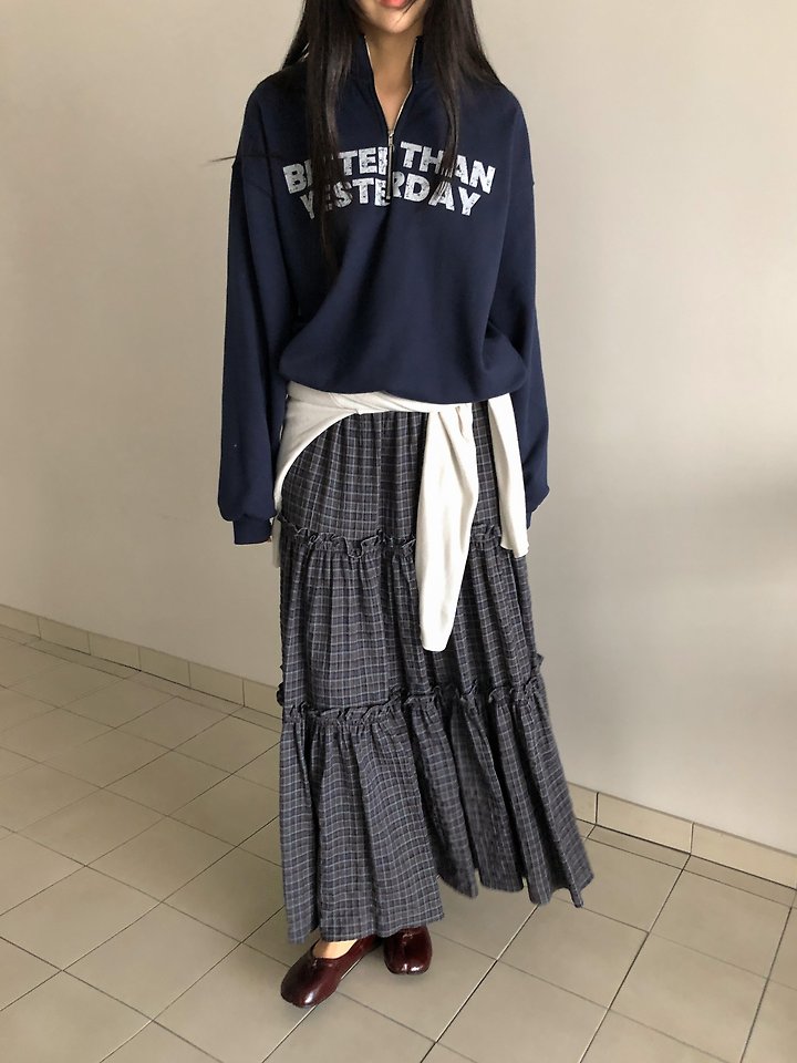 Check Shirring Maxi Skirt by Baguette for Women - view 9