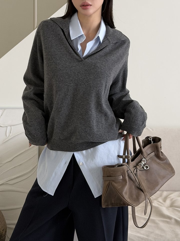 Wool Collar Knit Pullover by Baguette for Women - view 7