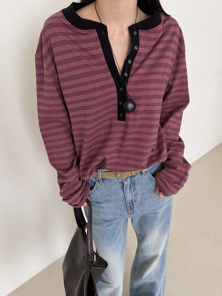 Stripe Button Tee by Baguette for Women - view 10