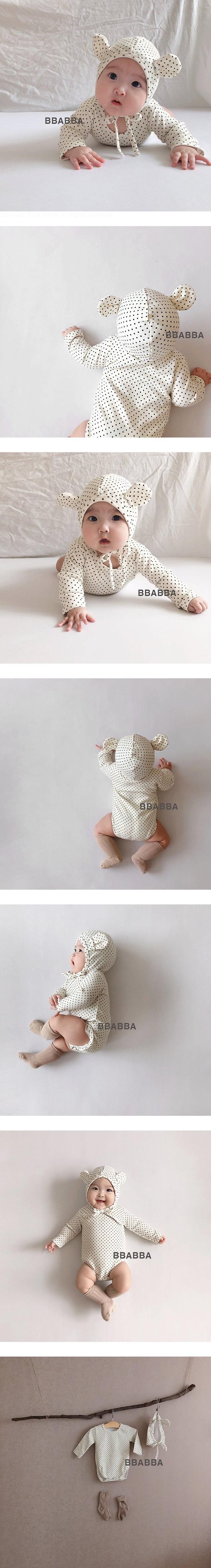 Dot Bear 2-Piece Set (Bonnet - Romper) by BBABBA for Baby - view 1