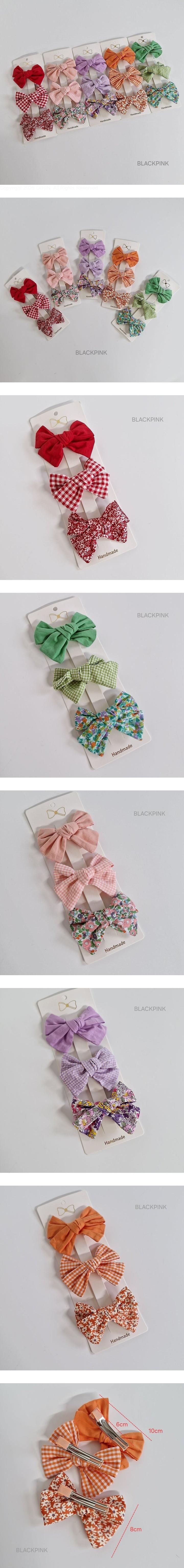 Delicate Ribbon Hair Clip Set of 3 by Black Pink for Child - view 1