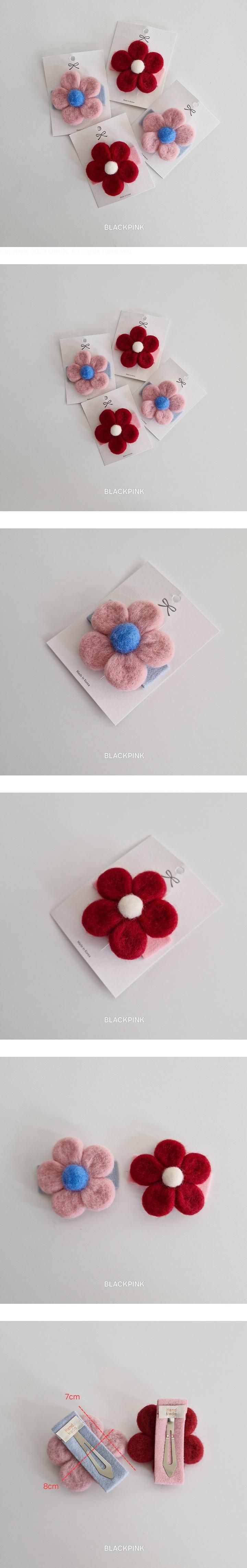 Lambswool Big Flower Hair Clip by Black Pink for Child - view 1