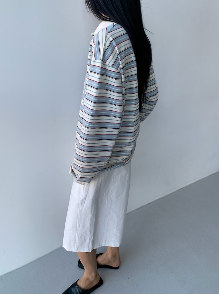 Tommy Stripe Collar Tee by Cover for Women - view 1