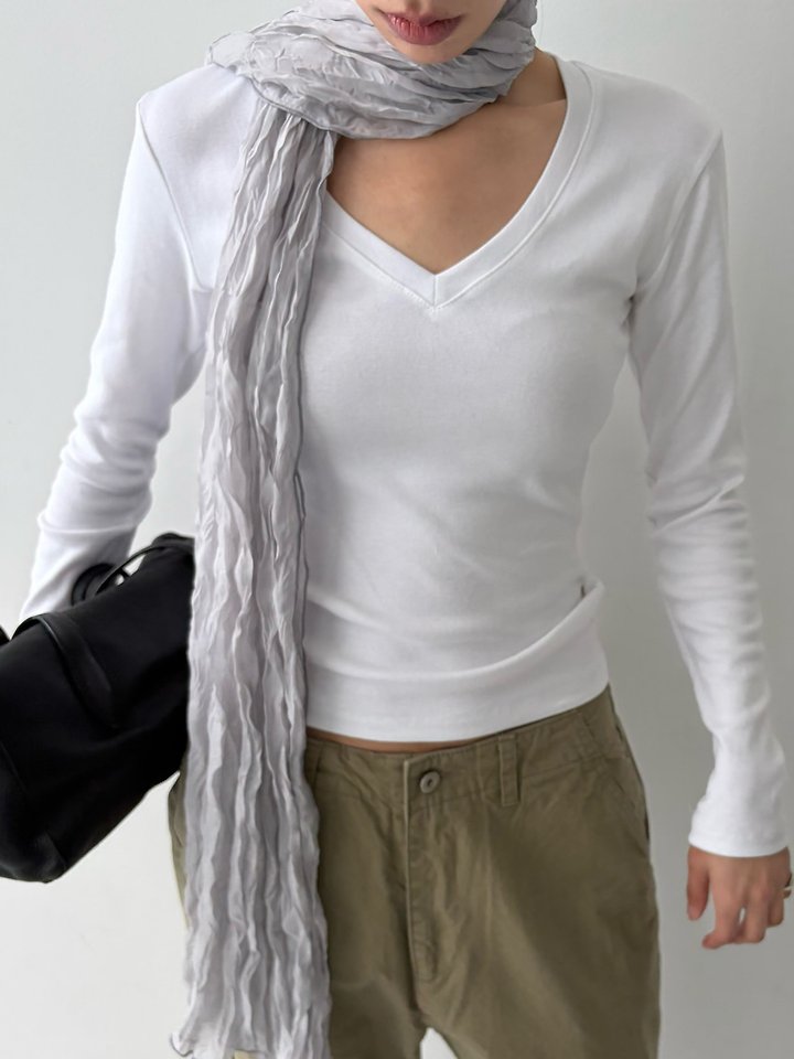 V-neck Slim Long Sleeved Tee by Cover for Women - view 2