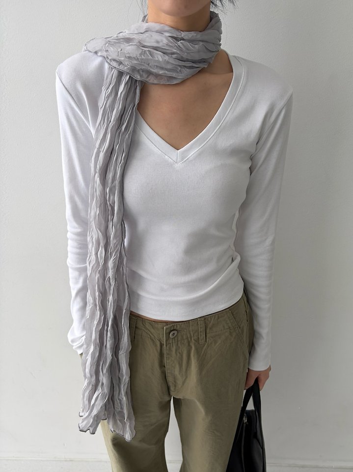 V-neck Slim Long Sleeved Tee by Cover for Women - view 3