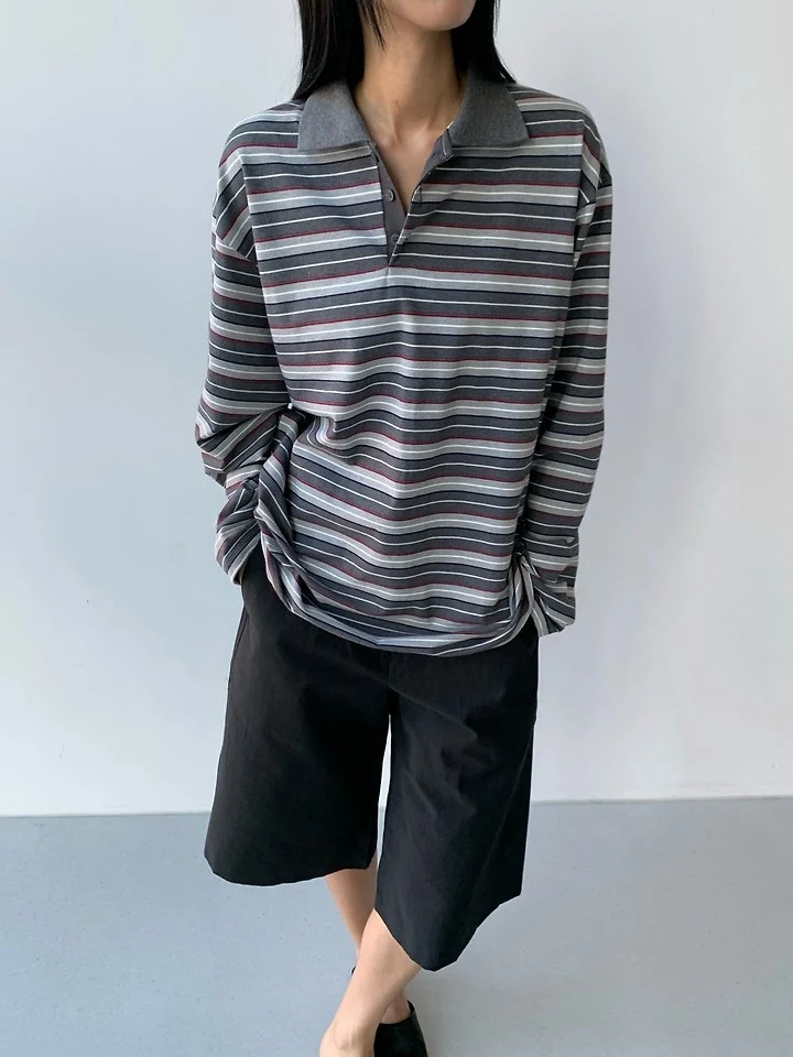 Tommy Stripe Collar Tee by Cover for Women - view 5