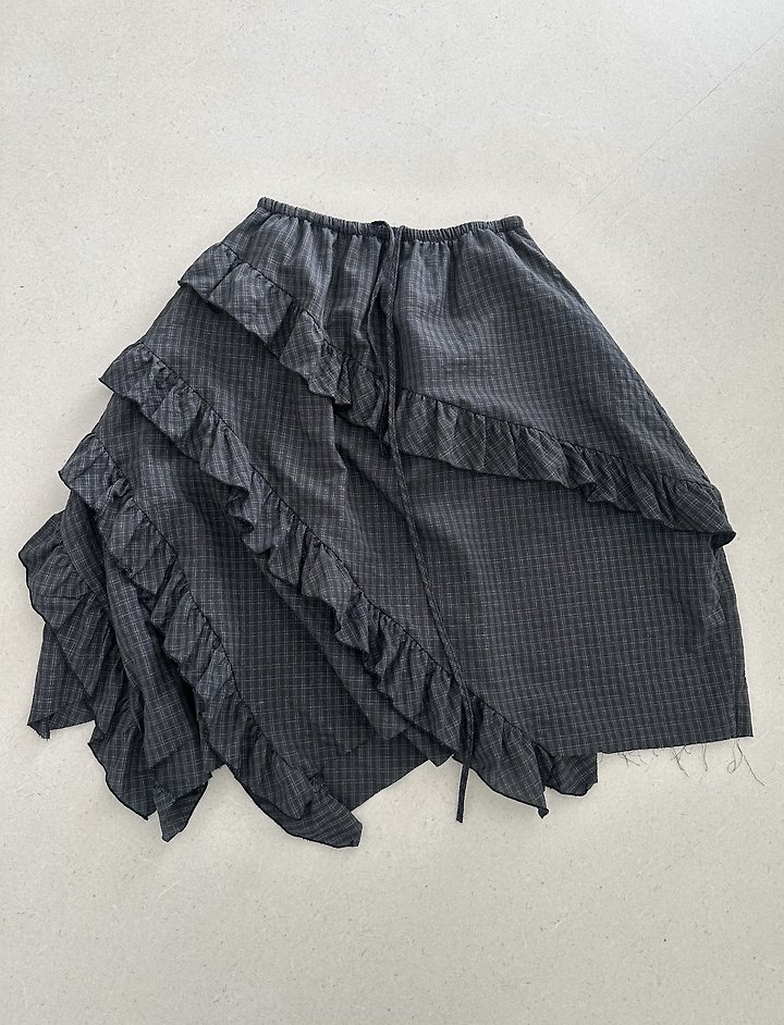 Unbalanced Check Ruffle Skirt by Dress U for Women - view 5