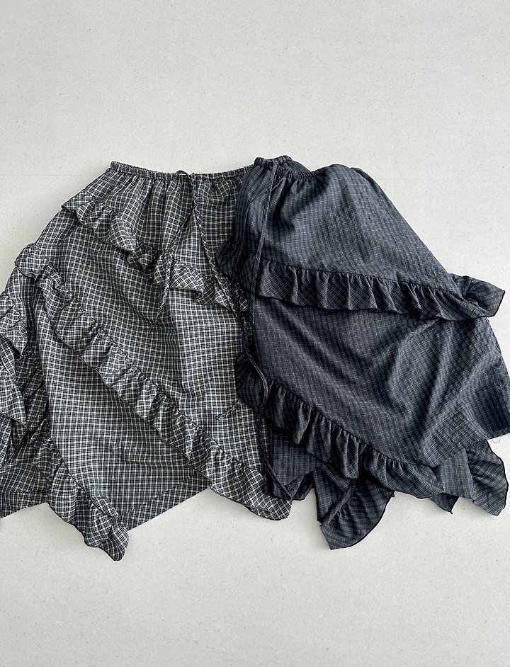 Unbalanced Check Ruffle Skirt by Dress U for Women - view 7