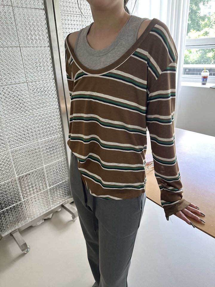 Hadden U-Neck Striped Tee by Dress U for Women - view 1