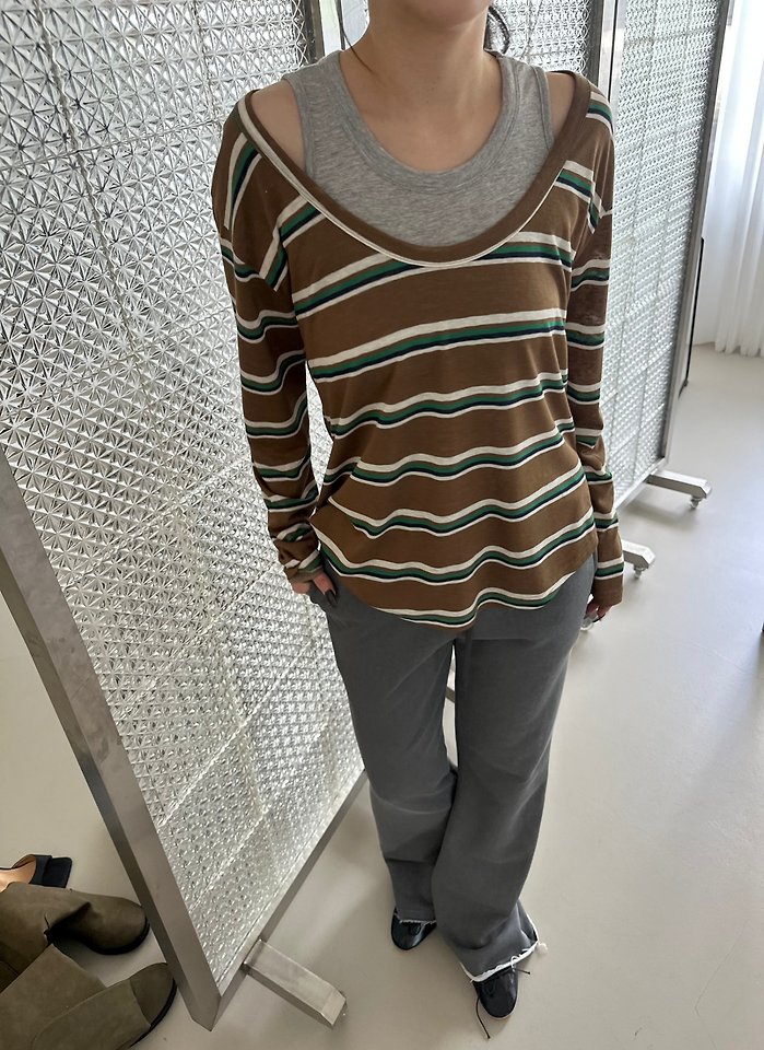 Hadden U-Neck Striped Tee by Dress U for Women - view 3
