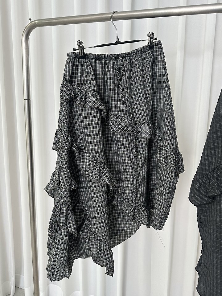 Unbalanced Check Ruffle Skirt by Dress U for Women - view 8