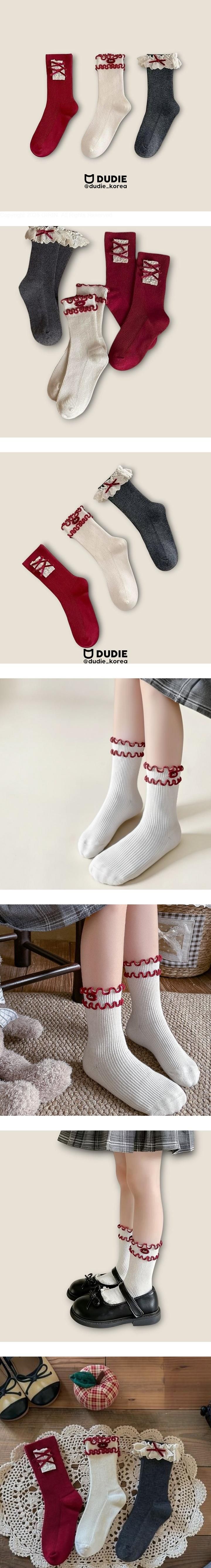 Red Ribbon 3-Pack Socks Set by Dudie for Child - view 1