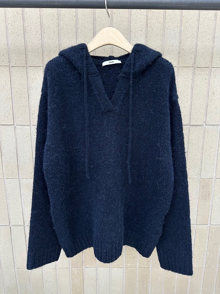 Hooded Wool V-Neck Knit by Foset for Women - view 4