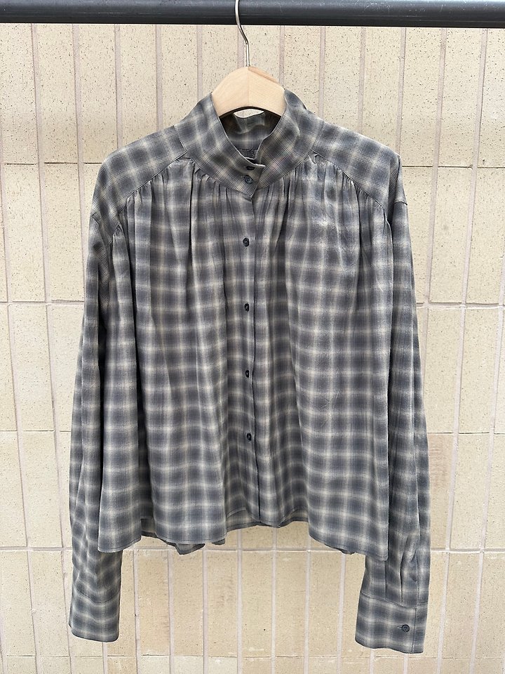 Button Neck Shirring Blouse by Foset for Women - view 1