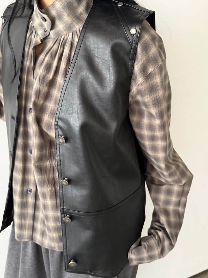 Button Neck Shirring Blouse by Foset for Women - view 7