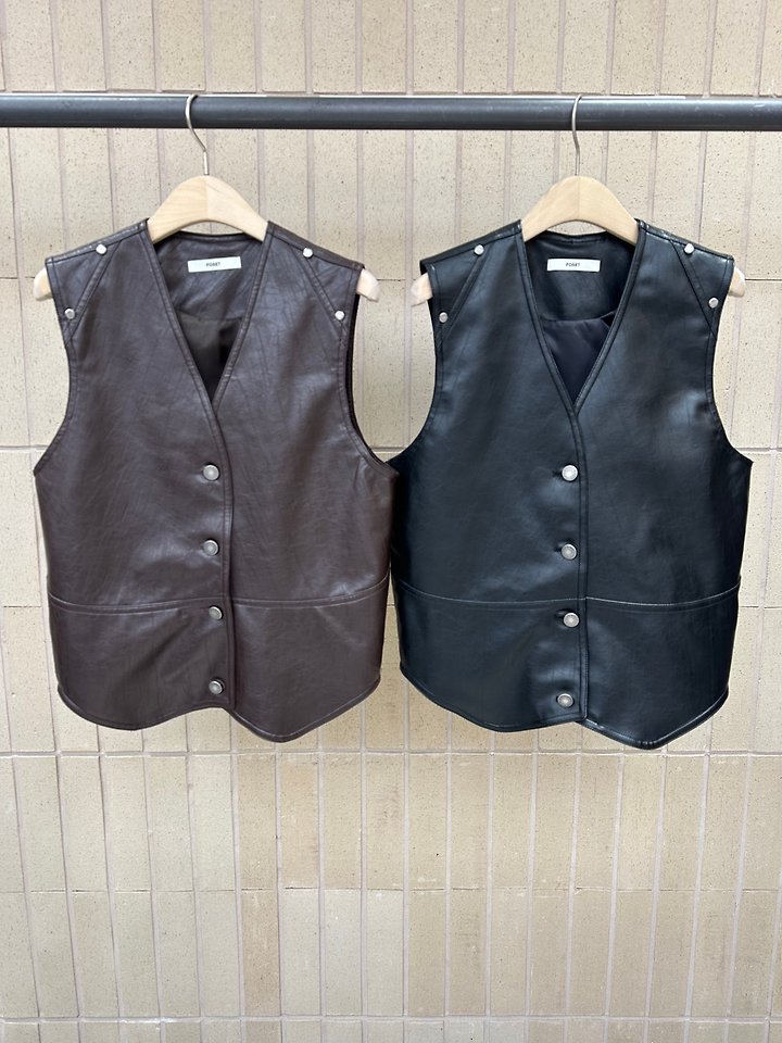 Nivet Leather Vest by Foset for Women - view 2