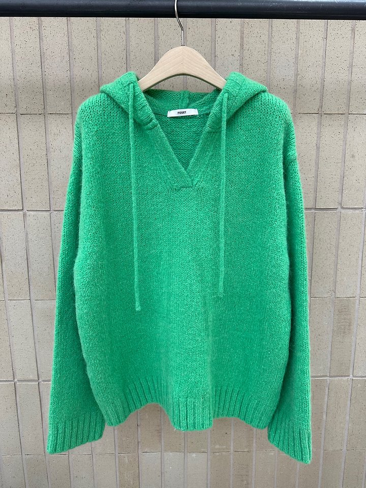 Hooded Wool V-Neck Knit by Foset for Women - view 3