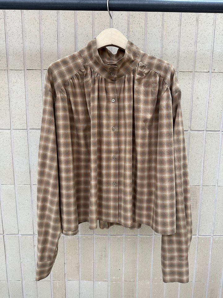 Button Neck Shirring Blouse by Foset for Women - view 2