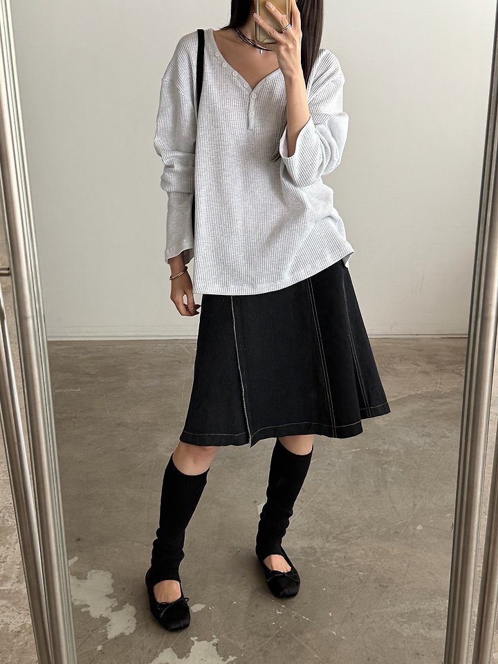 Denim Color Block Skirt by Foset for Women - view 2