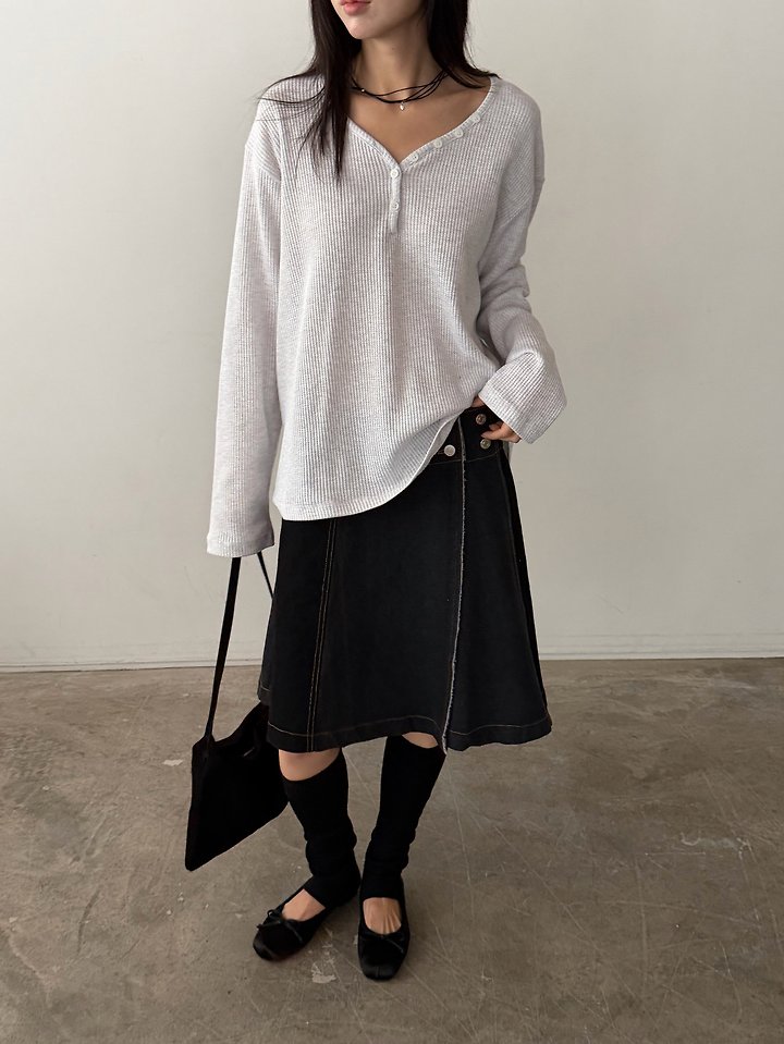 Waffle Button Tee by Foset for Women - view 3