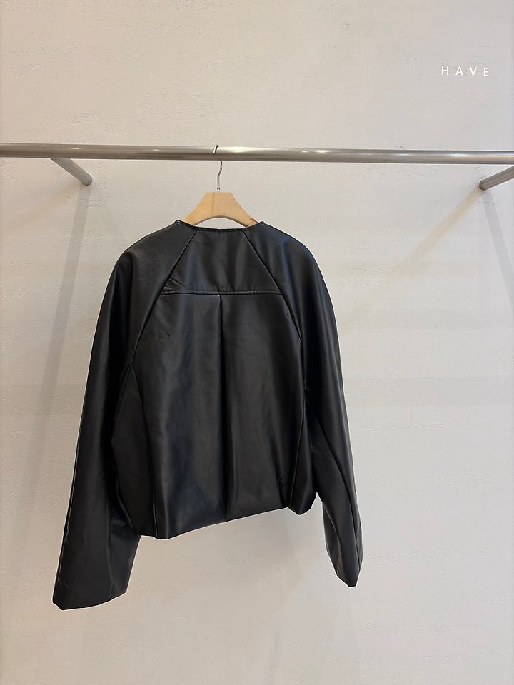 Volume Button Leather Jacket by Have for Women - view 3