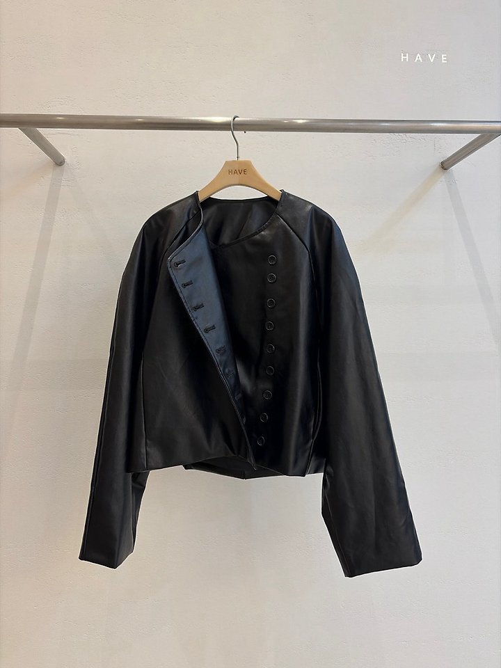 Volume Button Leather Jacket by Have for Women - view 1