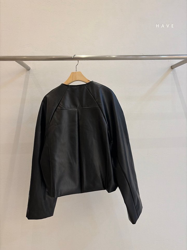 Volume Button Leather Jacket by Have for Women - view 4