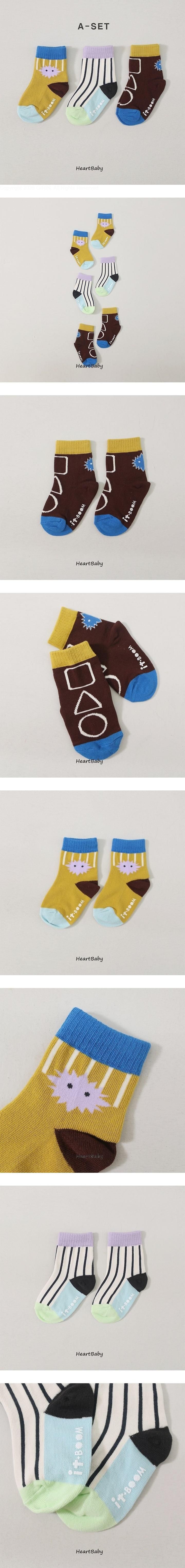 Printed Socks Set A (Set of 3) by Heart Baby for Child - view 1