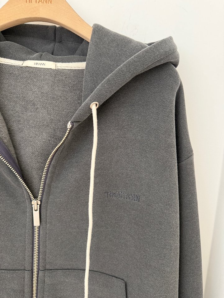 Fleece Pigment Hooded Zip-Up by Hiyann for Women - view 10