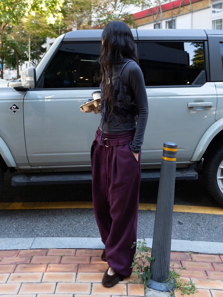 Premium Heavy Weight Belted Sweat Pants by Inssense for Women - view 1