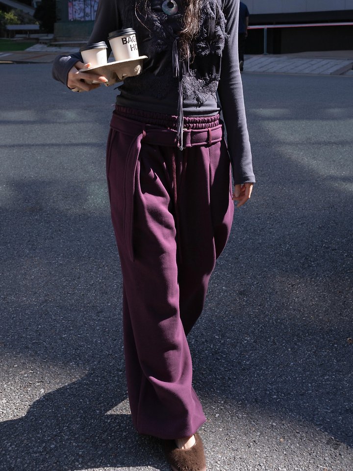 Premium Heavy Weight Belted Sweat Pants by Inssense for Women - view 3