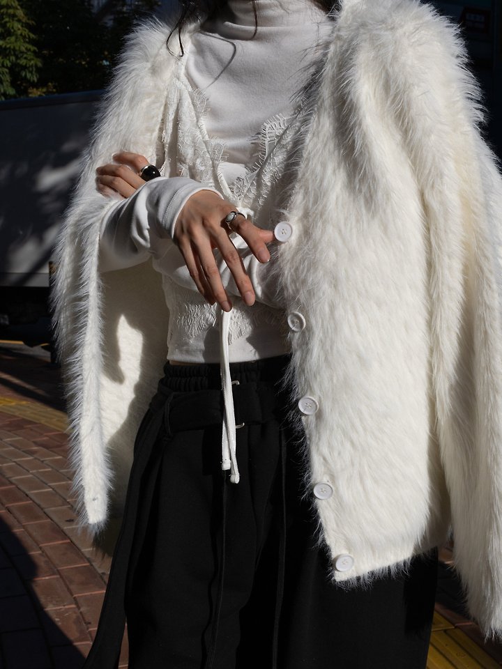 Brushed Fur Knit Cardigan by Inssense for Women - view 10