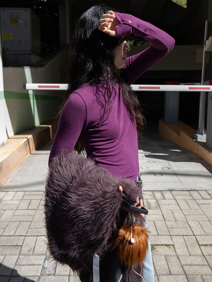 Brushed Fur Knit Cardigan by Inssense for Women - view 2