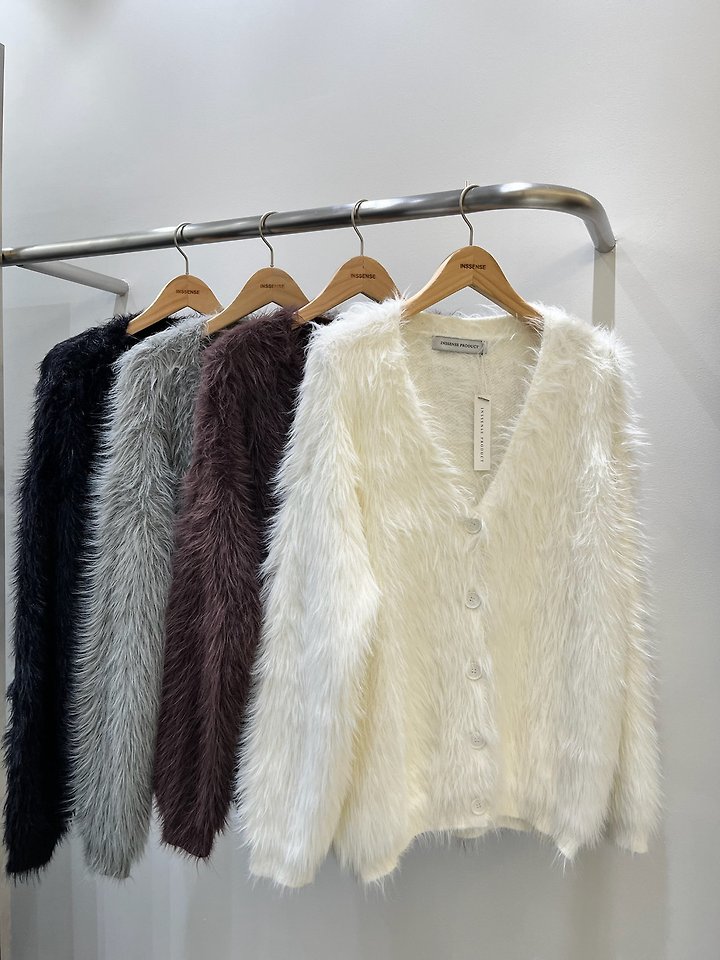 Brushed Fur Knit Cardigan by Inssense for Women - view 8