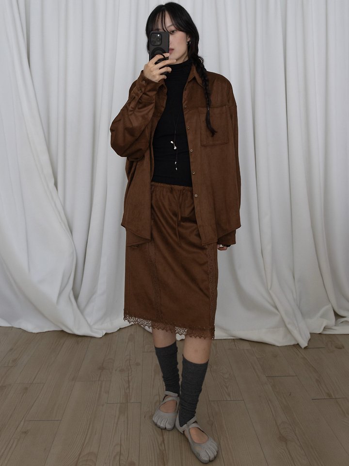 Oversized Suede Shirt by Inssense for Women - view 5