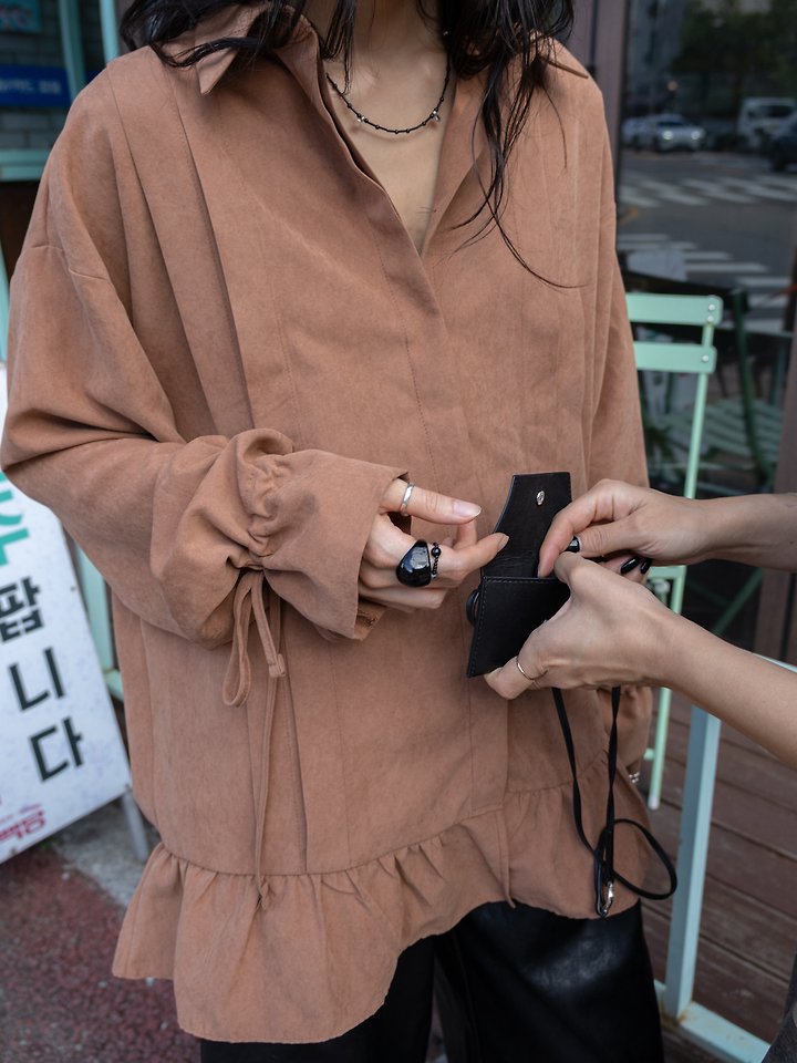 Suede Pintuck Shirring Blouse by Inssense for Women - view 5