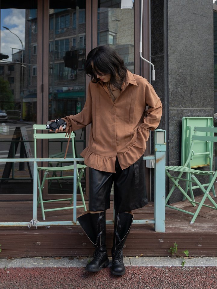 Leather Belted Bermuda Trousers by Inssense for Women - view 5