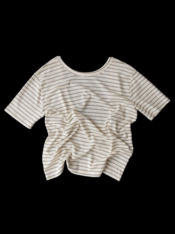 Tencel Striped Backless T-Shirt by Inssense for Women - view 9
