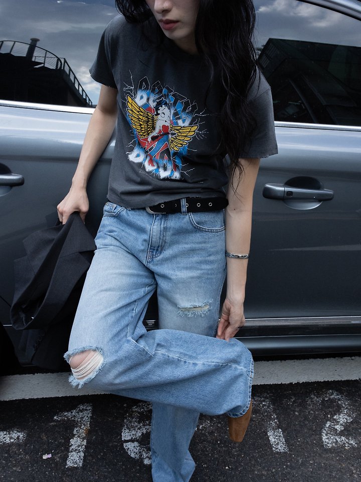 Pigment Distressed Betty Rock Tour T-Shirt by Inssense for Women - view 5