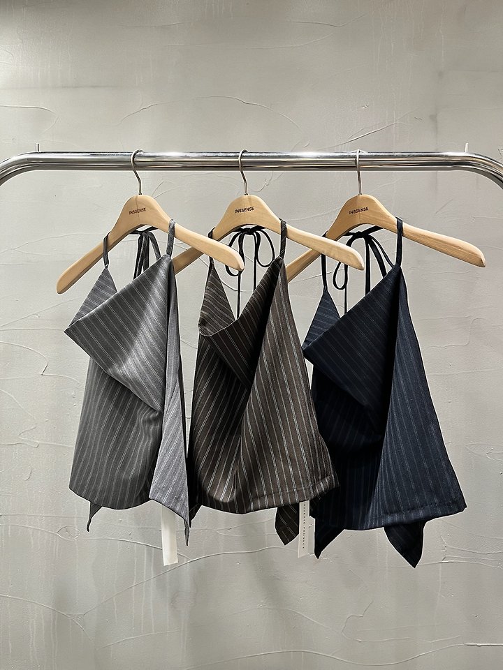 Pinstripe Drape Halter Bustier by Inssense for Women - view 8