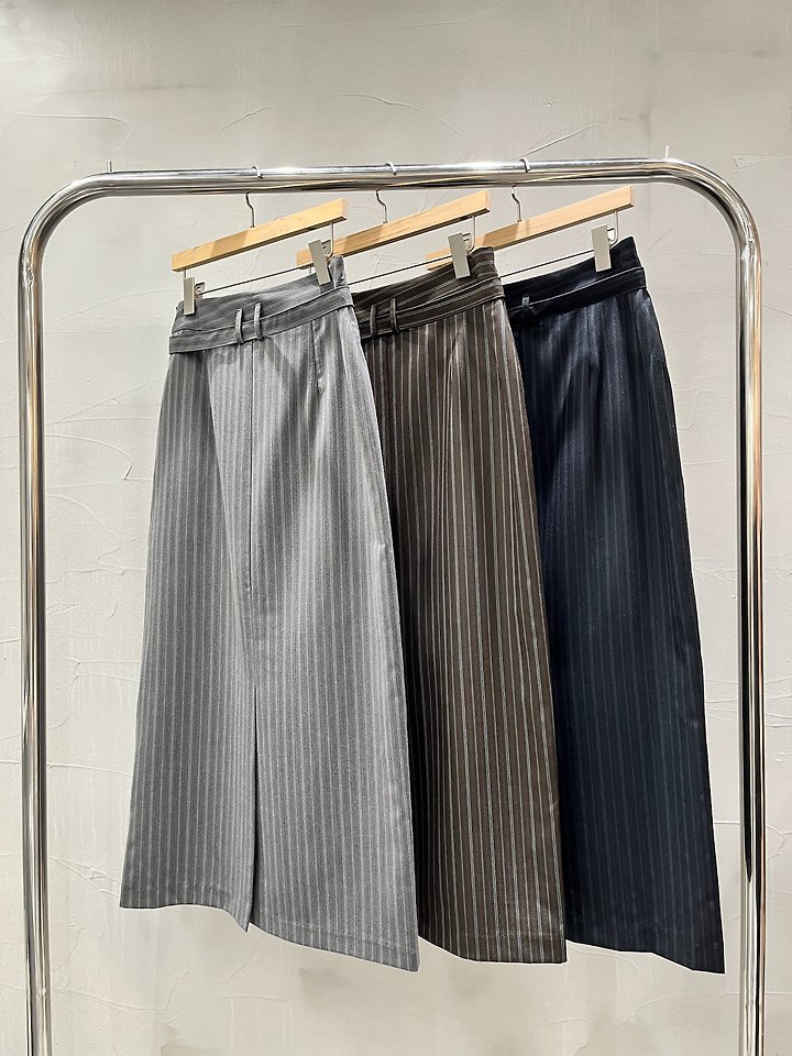 Pinstripe Belted Maxi Skirt by Inssense for Women - view 11